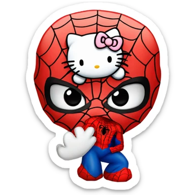 Hello kitty kissing Spiderman  sticker