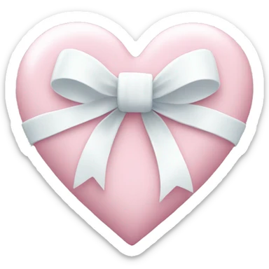 Pastel pink heart with white bow sticker