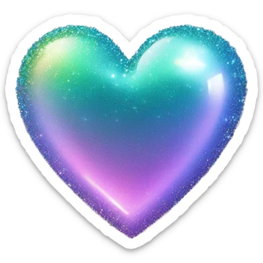 Iridescent heart with sparkle sticker