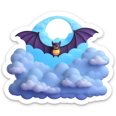 bat signal, 3D style, glowing effect, realistic clouds sticker
