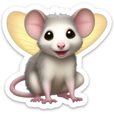 Adult wild opossum with fairy wings  sticker