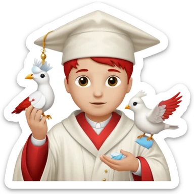 Cardinal with CMC on hat with dove sticker