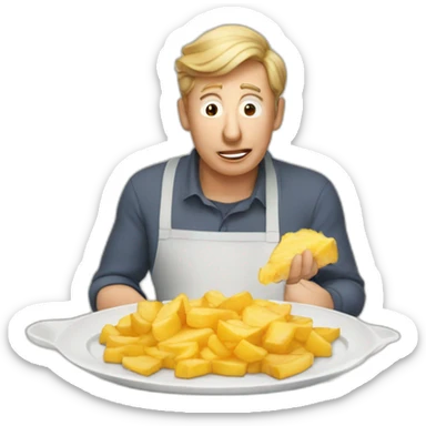 Donald qui mange un gratin de patates sticker