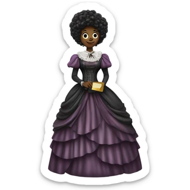 galora in Victorian dress elegant, full body, holding big credit card sticker