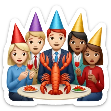 200 people eating lobster at a family party sticker