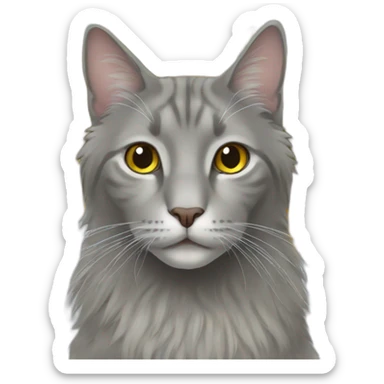 Long hair grey cat with Sunflower sticker