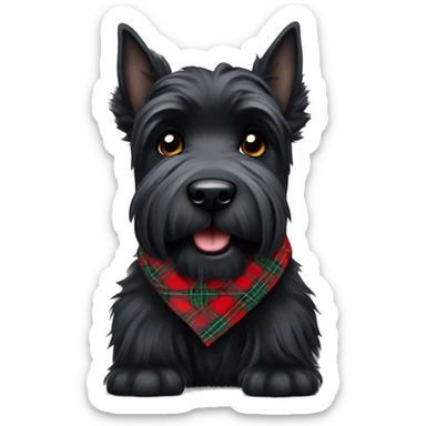 Black scottish terrier wearing tartan  sticker