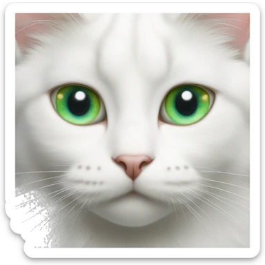White cat with heterochromia, left eye is blue and right eye is green sticker