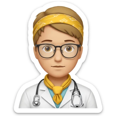 glasses doctor with yellow bandanna sticker