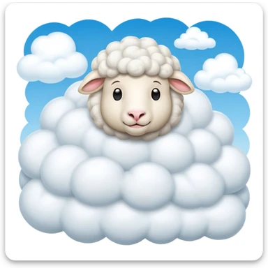 A fluffy sheep resting on a puffy white cloud in the sky sticker