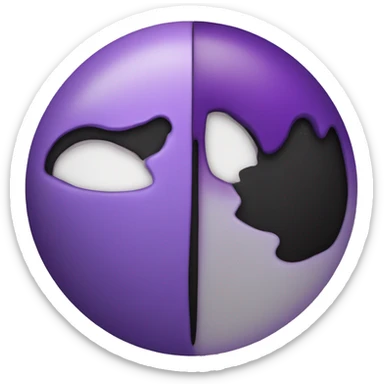 A hearth, left side is purple paint, right side is black paint,in between a light fusion turning to purple sticker