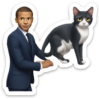 Macron avec mbappe dur un chat  sticker