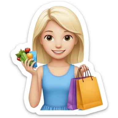 a white blonde teen girl going shopping sticker