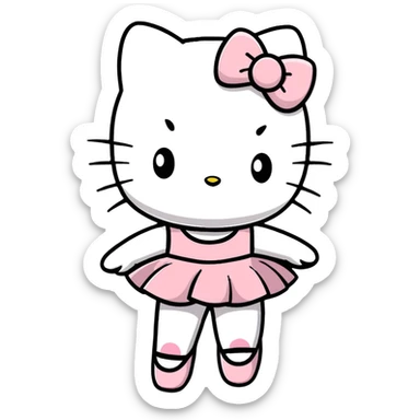 Hello Kitty doing ballet, wearing ballet slippers and tutu sticker