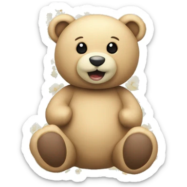 Teddy Bär mir neutralfarbigen Blumenstrauß  sticker