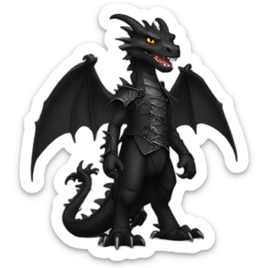 Dragon wearing black gothic heavy metal clothing sticker