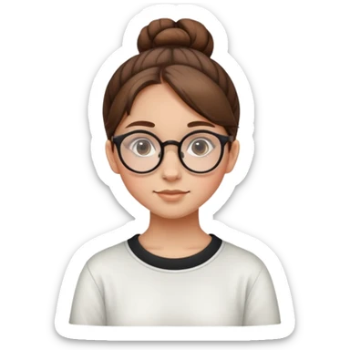 Une fille de 14 ans cheveux brun attaché en chignon avec lunettes ronde   sticker
