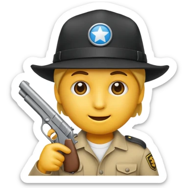 As un emoji que se vea la cabeza nada más con una gorra de lado y que no tenga aspecto infantil con una pistola  sticker