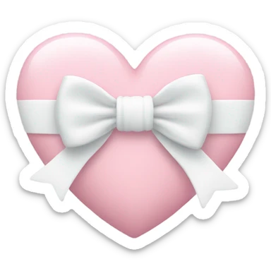 Pastel pink heart with white bow sticker