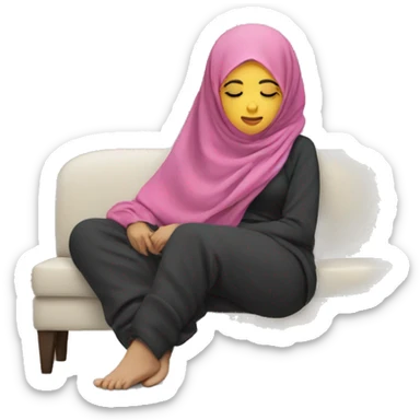 Hijabi-wearing-hoodie-sleeping-on-couch sticker