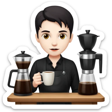 Vampire Barista with a coffee maker Infront    sticker
