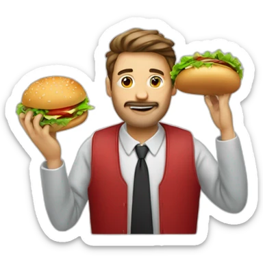Homme mangeant un hamburger sticker