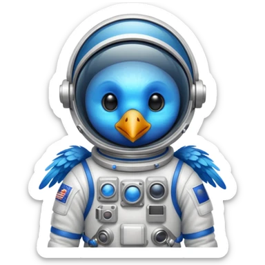 bird with astronaut suit sticker