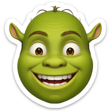 Shrek with a big happy grin, emoji style sticker