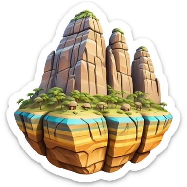 Cinematic Realistic Guatap√© Rock Landmark Emoji, showcasing a vividly colored rock formation with intricate patterns rendered with detailed textures and vibrant, scenic lighting. sticker