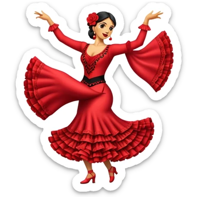 Cinematic Realistic Flamenco Pop Culture Emoji, featuring an expressive portrayal of traditional Spanish dance rendered with dynamic textures and passionate, vibrant lighting. sticker