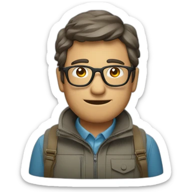 Un homme avec un bouc, des lunettes de vue, et des golfs sticker