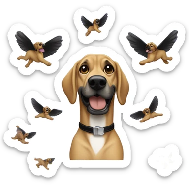 Snoop dog the rapper with a German Shepard flying thru the sky sticker