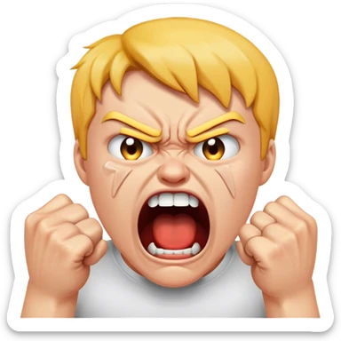 screaming and crying with angry fists and face sticker