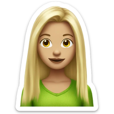 A blond girl with long hair in grinch home shoes sticker