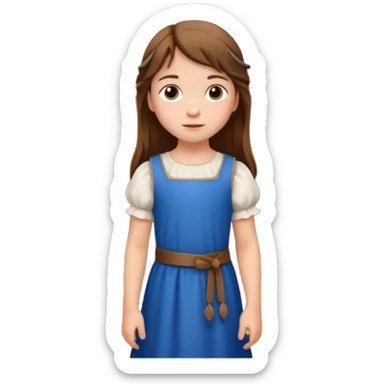 Petite fille villageoise brune à la peau blanche de 8 ans à l'époque du Moyen âge. sticker
