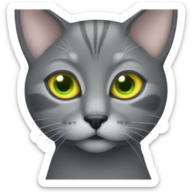 Grey cat with green/yellow eyes sticker