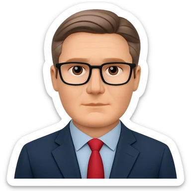 Add glasses to Keir Starmer confident standing emoji, keep the background transparent. Maintain the original style and transparent background. sticker