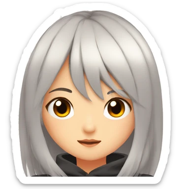 an anime girl with half orange and black hair looking tired sticker