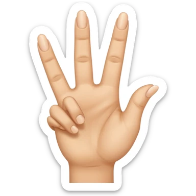 187 Handzeichen Bitte mache mir einen Emoji der mit der linken Hand den Mittelfinger auf den kleinenfinger und den Ringfinger auf den Daumen und der Zeigefinger in die Luft und mit der rechten Hand bitte den Mittelfinger nach unten und den Zeigefinger leicht nach oben sticker