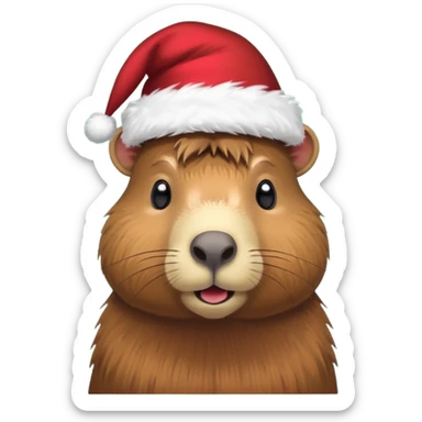 Capibara con un gorro de Navidad sticker