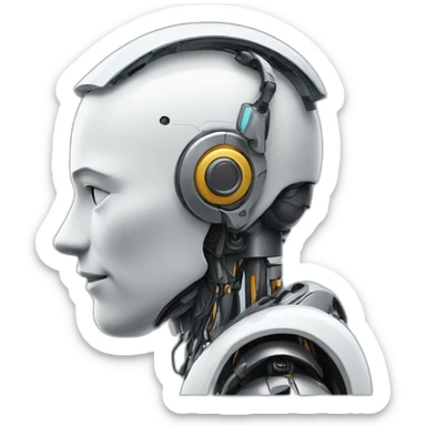 Side profile of a Robot wearing an Earpiece sticker