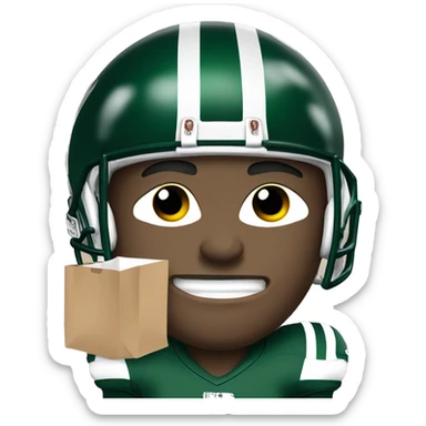 Jets football player with paper bag over head  with eyes holes cut out  sticker