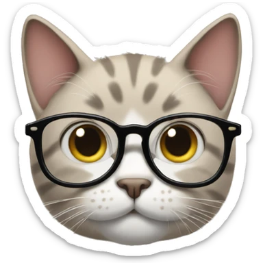 Cat wearing glasses with cat's paws sticking out sticker