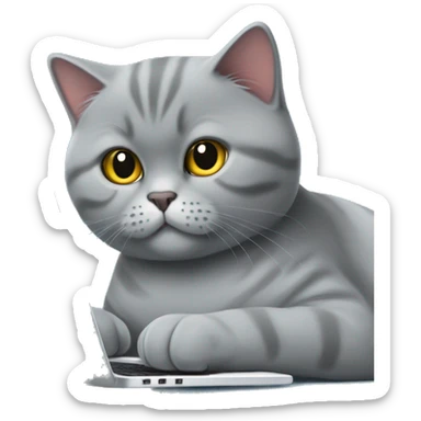 british shorthair cat trading on laptop sticker