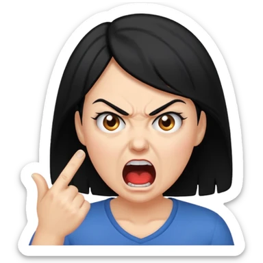 angry mom with black hair yelling sticker