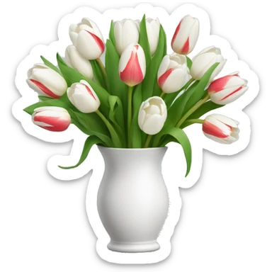 White bouquet of tulips sticker