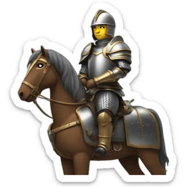 Hero on a horse in armour eith sword sticker