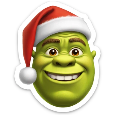 Shrek wearing Santa hat sticker