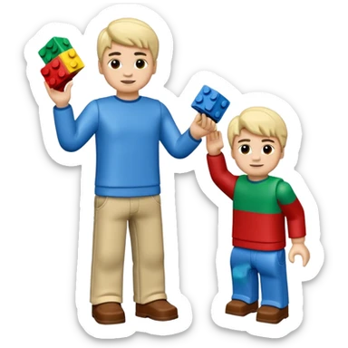 boys playing with legos full body sticker