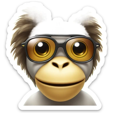 Chick, face, monkey, sea, smile, sun, sunglasses sticker